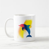 Minimalistische Spray Paint Dolphin Silhouette Kaffeetasse (Links)