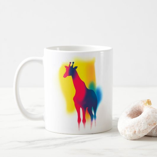 Minimalistische Spray Paint Giraffe Silhouette Kaffeetasse (Mit Donut)