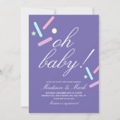 Minimalistische Sprinkles Lila Babydusche Einladung (Vorderseite)