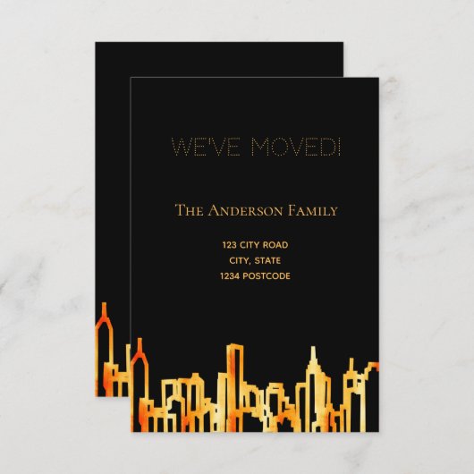 Minimalistische Stadt mit schwarzem Gold Ankündigung (Vorne/Hinten)