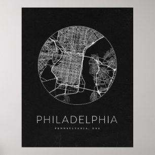 Minimalistische Stadtkarte Philadelphia Poster