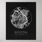 Minimalistische Stadtkarte von Boston Poster (Vorne)