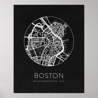 Minimalistische Stadtkarte von Boston Poster