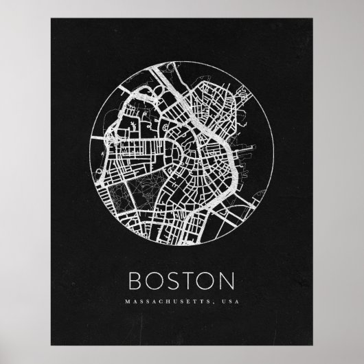 Minimalistische Stadtkarte von Boston Poster (Vorne)