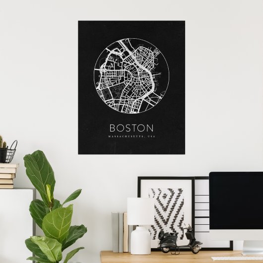 Minimalistische Stadtkarte von Boston Poster (Heimbüro)