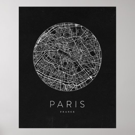 Minimalistische Stadtkarte von Paris Poster (Vorne)
