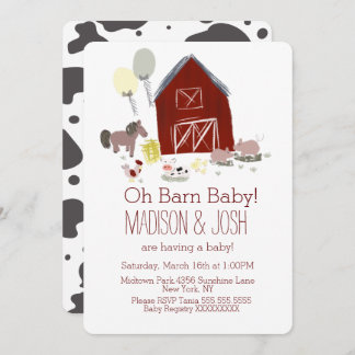 Minimalistische Stalltiere Farm Babydusche Kunst Einladung