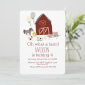 Minimalistische Stalltiere Farm Birthday Pferde Ku Einladung (Stehend Vorderseite)