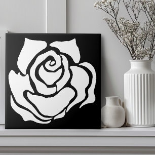 Minimalistische Stammesrose Schwarze Abstrakte Wei Fliese