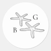 Minimalistische Starfish Beach Monogram-Gastgesche Runder Aufkleber (Vorderseite)