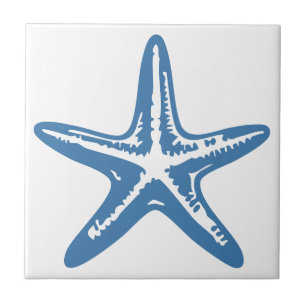 Minimalistische Starfish Line Art Blue Kontur Küst Fliese