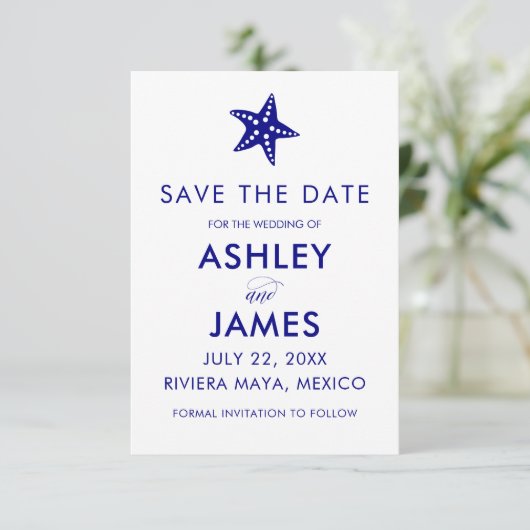 Minimalistische Starfish Save the Date Hochzeit, M (Stehend Vorderseite)