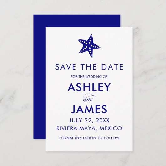 Minimalistische Starfish Save the Date Hochzeit, M (Vorne/Hinten)