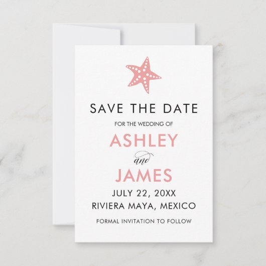 Minimalistische Starfish Save the Date Hochzeit, r (Vorderseite)