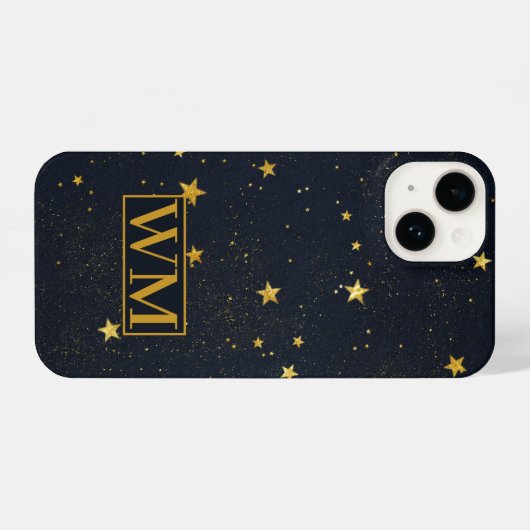 Minimalistische Starry Night Sky Initials iPhone Hülle (Rückseite (Horizontal))