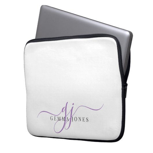 Minimalistische Start-Script-Monogram-Initials Laptopschutzhülle (Vorderseite Links)