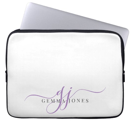 Minimalistische Start-Script-Monogram-Initials Laptopschutzhülle (Vorderseite)