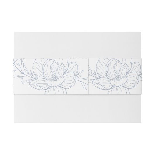 Minimalistische staubblaue Magnolia Einladungsbanderole (Rückseitenbeispiel)