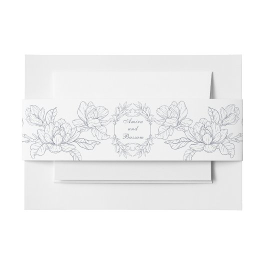 Minimalistische staubblaue Magnolia Einladungsbanderole (Vorderseite Beispiel)