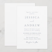 Minimalistische staubblaue und weiße einfache Hoch Einladung (Vorne/Hinten)