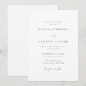 Minimalistische staubblaue und weiße einfache Hoch Einladung (Vorne/Hinten)