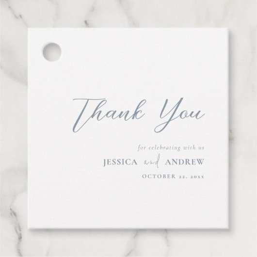 Minimalistische staubblaue und weiße einfache Hoch Geschenkanhänger (Vorderseite)