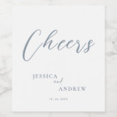 Minimalistische staubblaue und weiße einfache Hoch Weinetikett (Einzelnes Label)