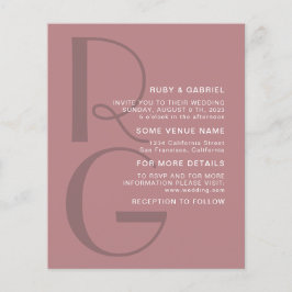 Minimalistische staubige Rose Typografie Monogramm Flyer
