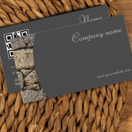 Minimalistische Steinfotografie QR Graue Visitenka Visitenkarte