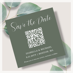 Minimalistische Stelle SAVE THE DATE QR Code M Magnetkarte