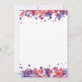 Minimalistische Sterne Rot und Blau 4. Juli Verans Einladung (Rückseite)