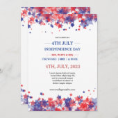 Minimalistische Sterne Rot und Blau 4. Juli Verans Einladung (Vorne/Hinten)