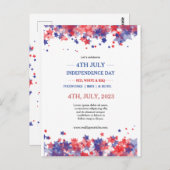 Minimalistische Sterne Rot und Blau 4. Juli Verans Postkarte (Vorne/Hinten)