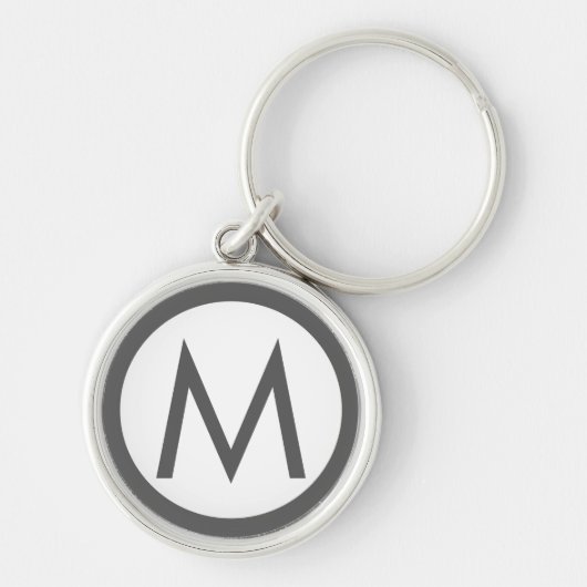 Minimalistische Stilftige Monogram Initial Gray Schlüsselanhänger (Vorne)