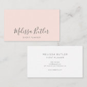 Minimalistische Stilkalligrafie Blush Pink Visitenkarte (Vorne/Hinten)