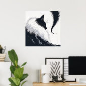 Minimalistische Stille Katze Poster (Heimbüro)