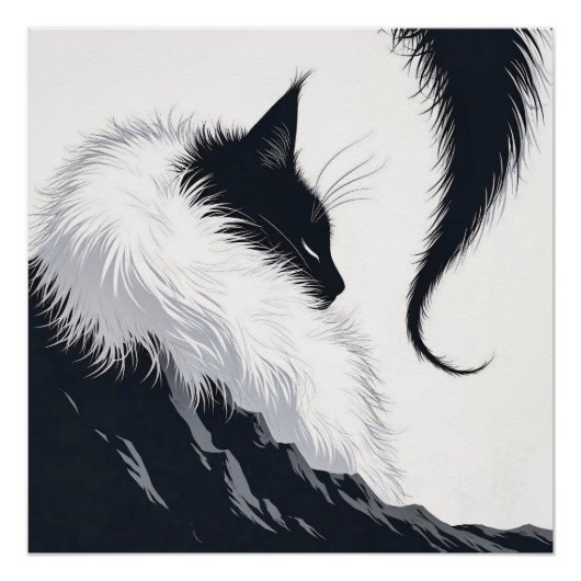 Minimalistische Stille Katze Poster (Vorderseite)
