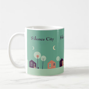 Minimalistische Stille Stadt Nacht weich grüne Far Kaffeetasse