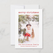 Minimalistische stilvolle Foto Weihnachtskarte Dankeskarte (Vorderseite)