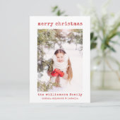 Minimalistische stilvolle Foto Weihnachtskarte Dankeskarte (Stehend Vorderseite)