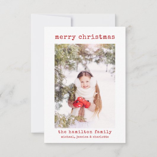 Minimalistische stilvolle Foto Weihnachtskarte Dankeskarte (Vorderseite)