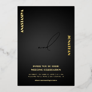 Minimalistische stilvolle Schrift schwarze dunkle Folieneinladung