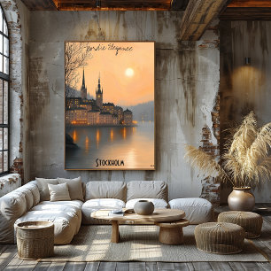 Minimalistische Stockholmer Skyline - Schwedische  Poster