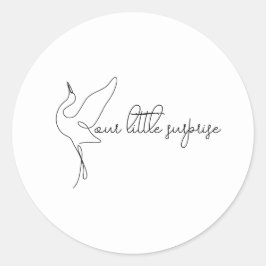 Minimalistische Storch Neutrale Babyparty Runder Aufkleber