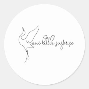 Minimalistische Storch Neutrale Babyparty Runder Aufkleber