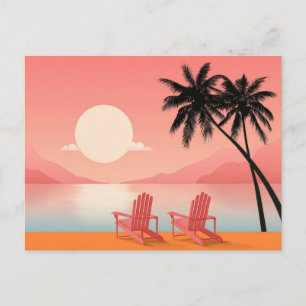Minimalistische Strand-Küsten-Kunst-Postkarte im S Postkarte