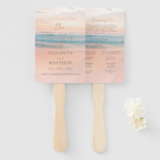 Minimalistische Strandhochzeit bei Sonnenuntergang Fächer