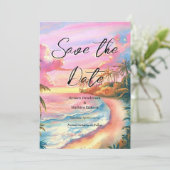Minimalistische Strandhochzeit Save The Date (Stehend Vorderseite)