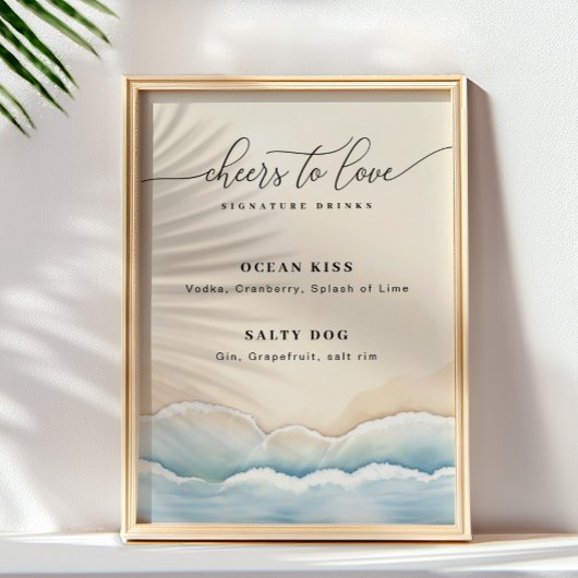 Minimalistische Strandhochzeit Unterschrift Trinkz Poster