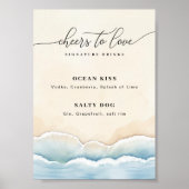 Minimalistische Strandhochzeit Unterschrift Trinkz Poster (Vorne)